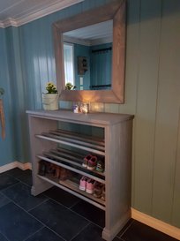 speil skohylle håndlaget av møbelsnekker rustikk stil