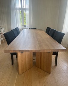 Pia spisebord, langbord, eikebord, heltre eik, bord, angle
